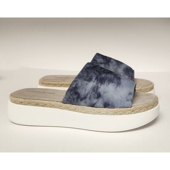 Cool Planet by Steve Madden Women's Juniper Gray Multi Tie-Dye Slide Sandals 7.5 - Picture 4 of 8
